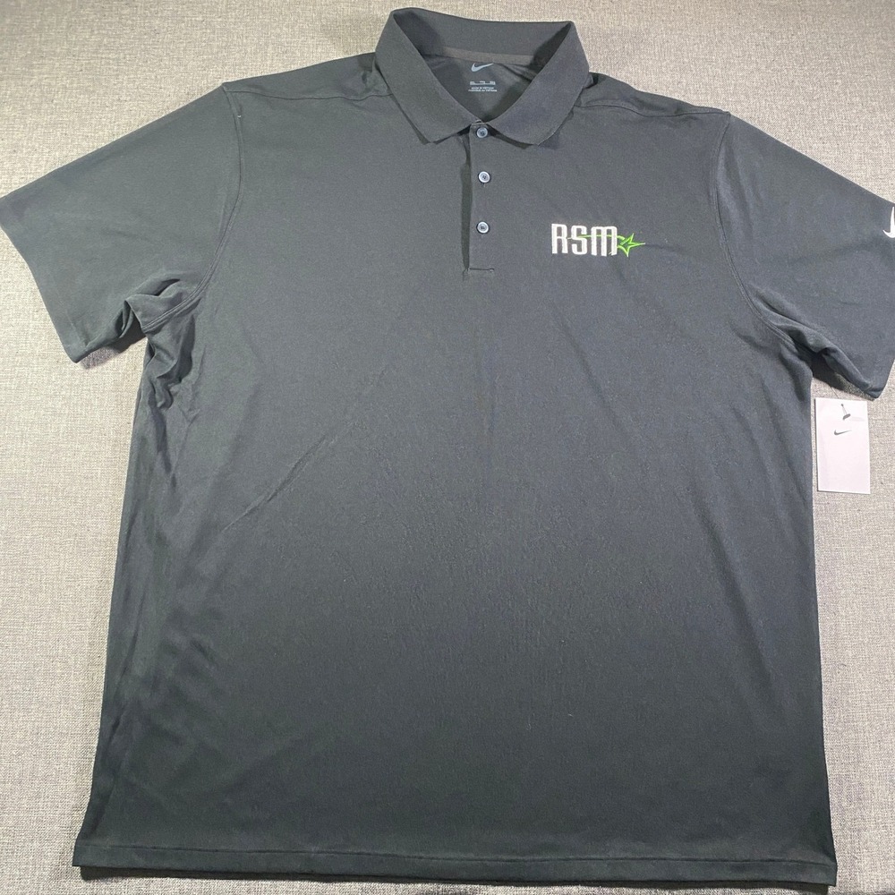 NWT Nike Golf Polo Shirt Mens 2XL Black Wicking Stretch Short Sleeve Performance